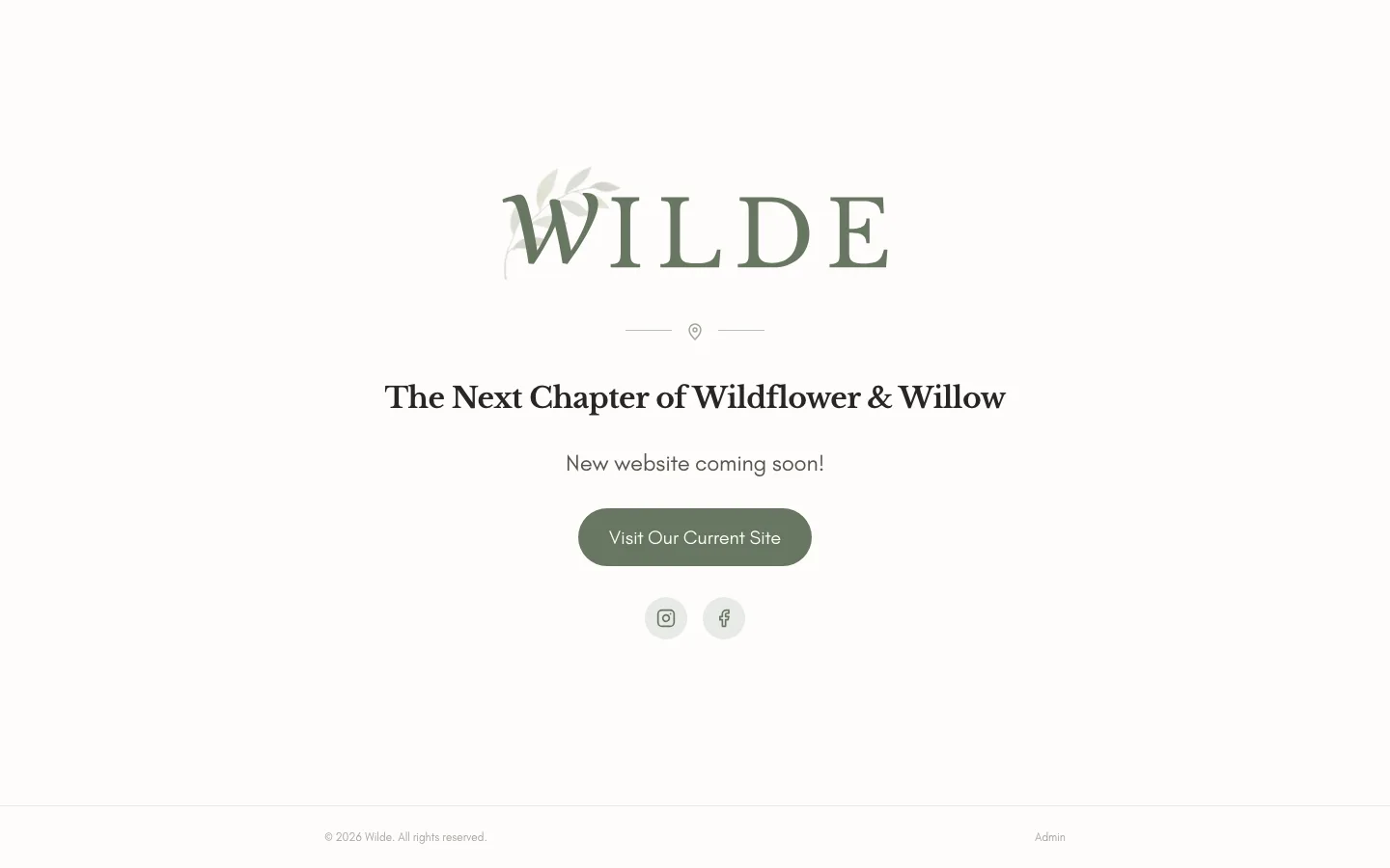 Wilde's launch page: “The Next Chapter of Wildflower & Willow.”